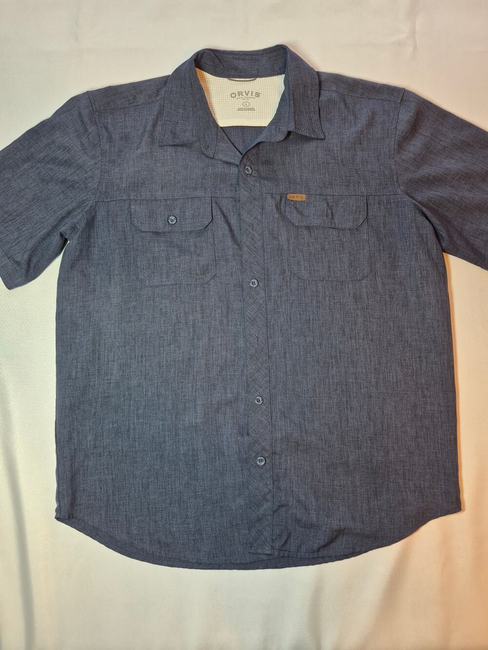 Orvis Men's Short Sleeve Button Up Outdoor Fishing Travel Shirt Gray